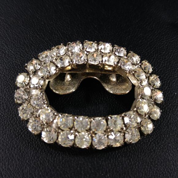 Vintage Wedding Shoe Clips, Rhodium Plated, 1950s MUSI Clear Rhinestones - Picture 8 of 10